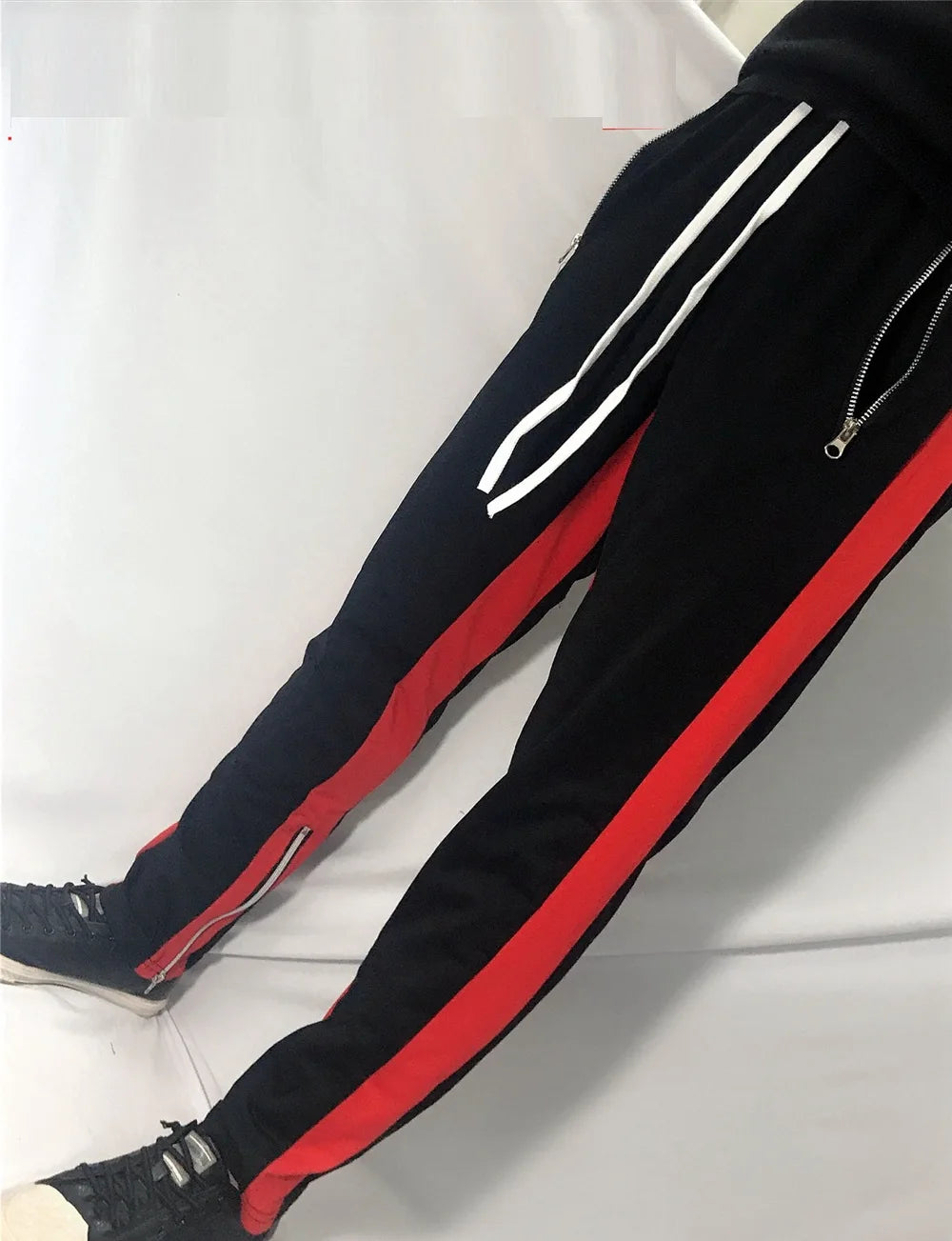 Men's Athletic Plaid Track Sweatpants - Breathable Gym Joggers with Zipper Pockets