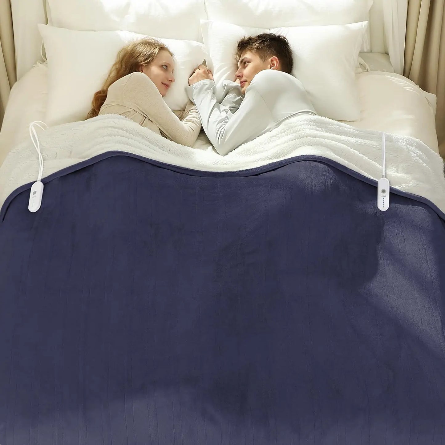 Queen Size Electric Heated Blanket with Dual Control 5 Heat Levels & Auto Off