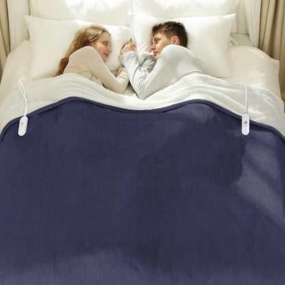 Queen Size Electric Heated Blanket with Dual Control 5 Heat Levels & Auto Off
