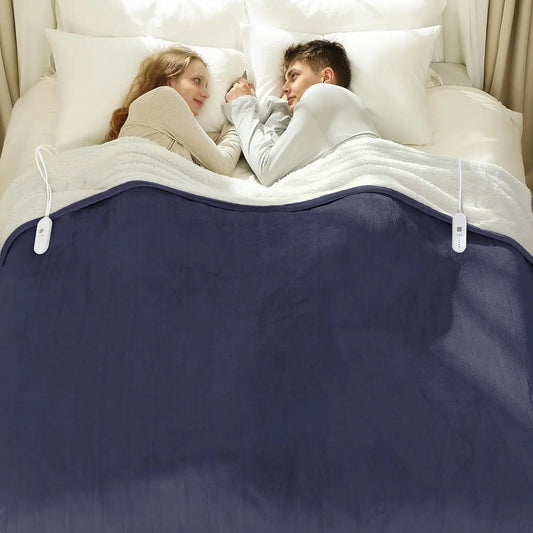 Queen Size Electric Heated Blanket with Dual Control 5 Heat Levels & Auto Off