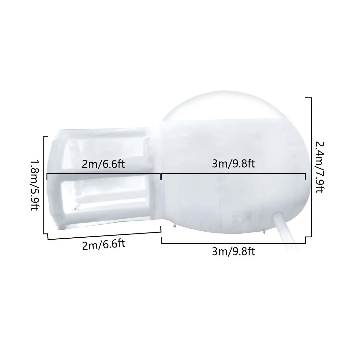 Inflatable Transparent D-Ring Single Tunnel Bubble Tent with 350W 110V Blower