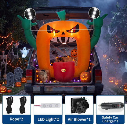 6FT Halloween Inflatable Pumpkin Trunk Or Treat Car Decoration With LED Lights