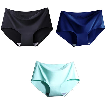 Women's Ice Silk Seamless Panties (3-Pack) – Mid-Waist Invisible Briefs