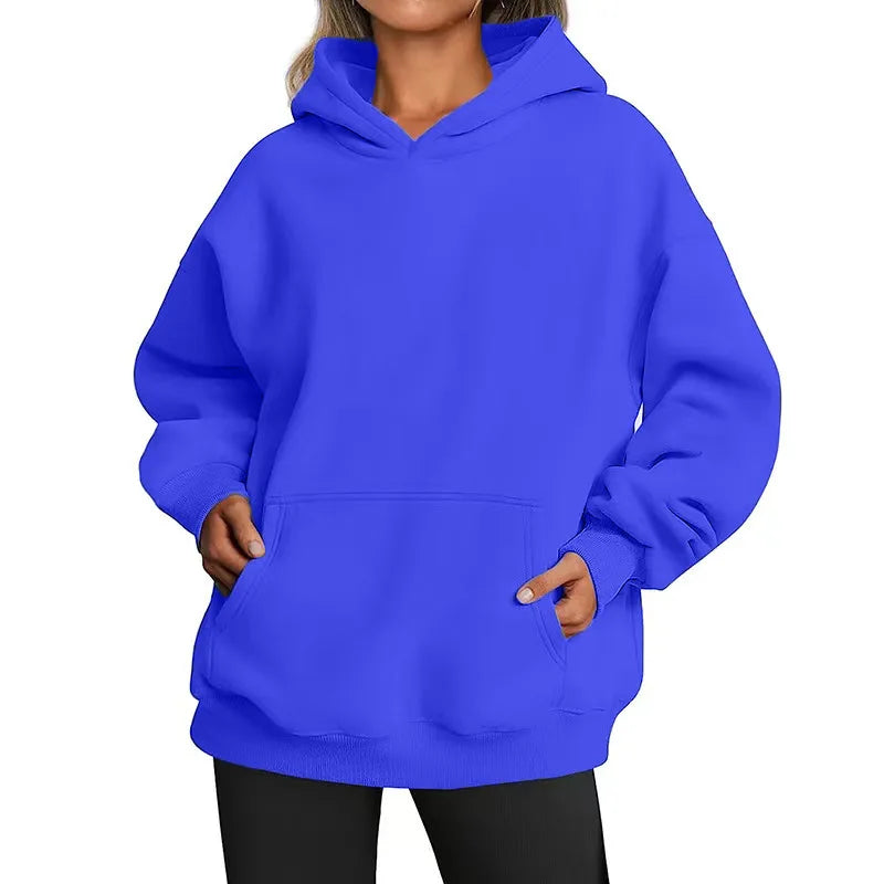 Women's Oversized Fleece Warm Hoodie - Casual Loose Fit Autumn Winter Pullover Sweatshirt