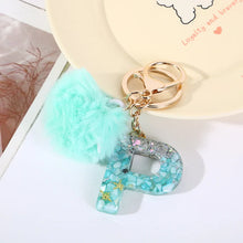 Letter Key Pendant With Green Fluffy Pompom