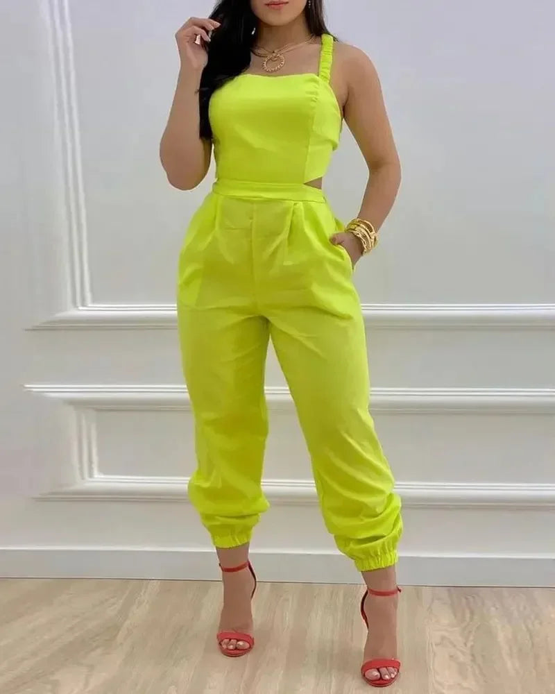 Open Back Printed Jumpsuit