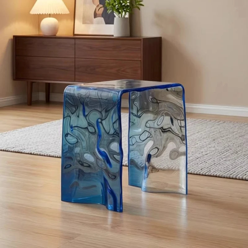 Modern Rainbow Acrylic Stool & Transparent Colorful Accent Bench