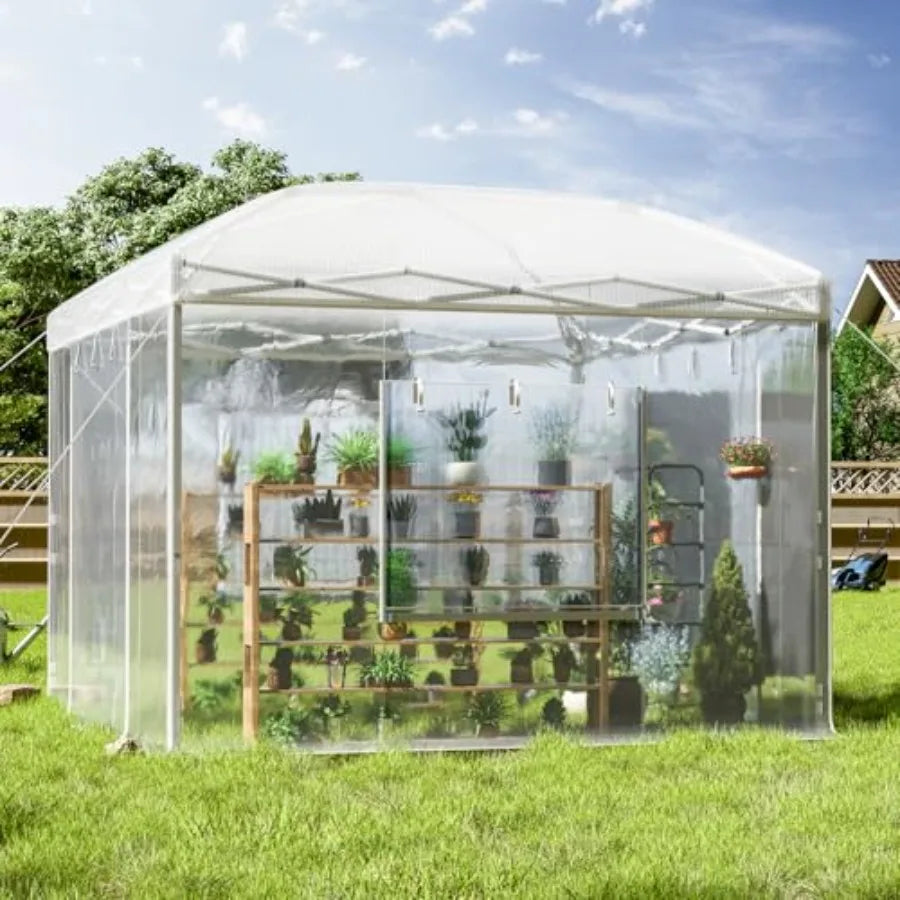10x10x8.5 FT Heavy-Duty Walk-In Polycarbonate Outdoor Greenhouse