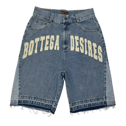 Retro Y2K Letter Embroidered Oversized Denim Jorts