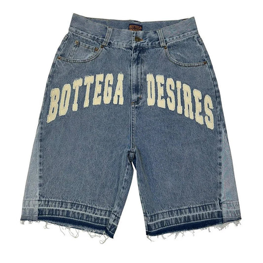 Retro Y2K Letter Embroidered Oversized Denim Jorts