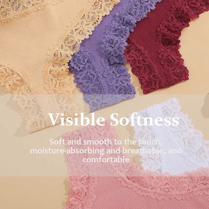 3-Pack Women's Cotton Patchwork Lace Briefs