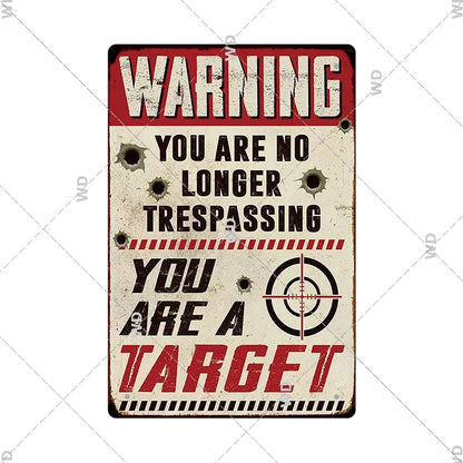 Warning Tin Sign - Vintage Private Property & Security Wall Plaque