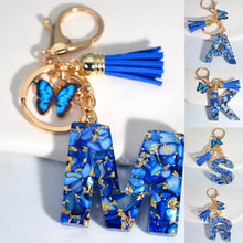 Blue Glazed Stone A To Z Letter Keychain
