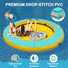 8 FT Round Floating Ring Inflatable Water Hammock with Detachable Ladder