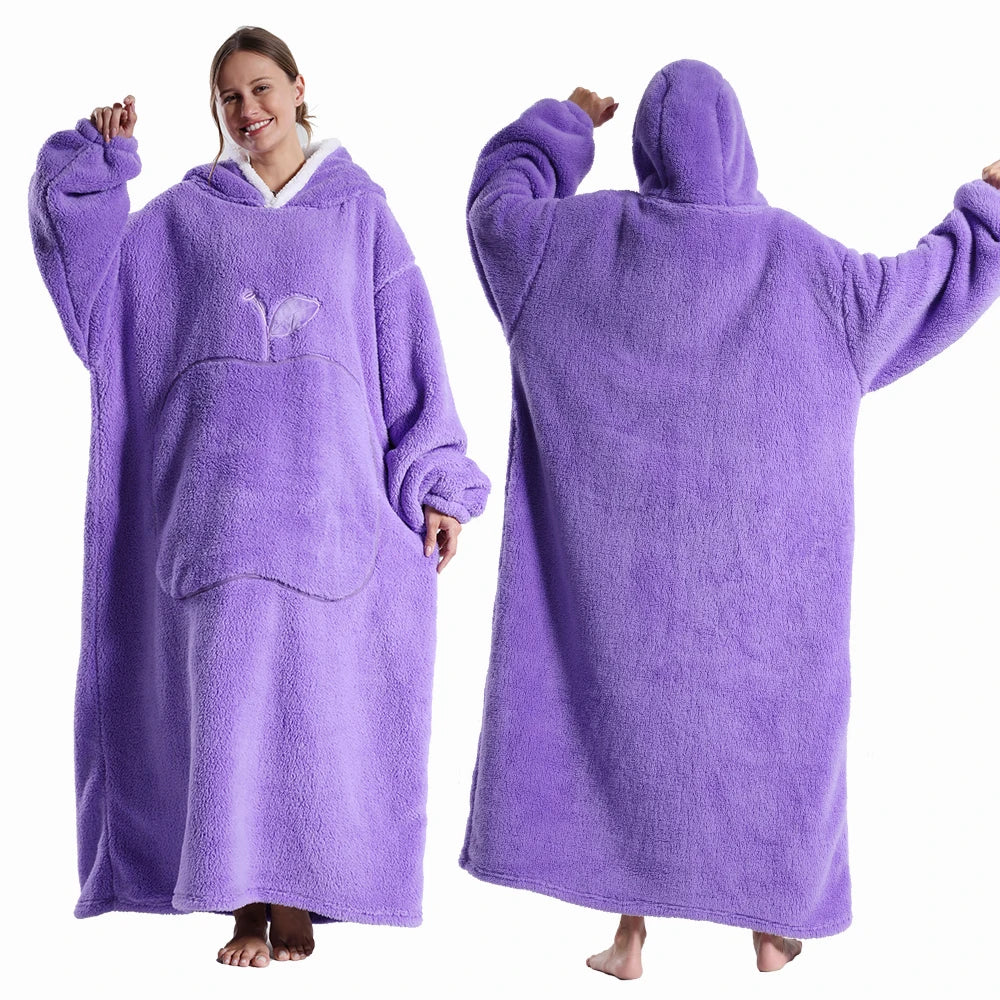Extra Long Wearable Blanket Robe with Full Sleeves