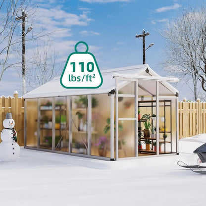 6x10 FT Heavy-Duty Walk-In Polycarbonate Outdoor Greenhouse