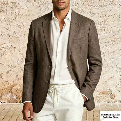 Men’s Lightweight Cotton Linen Suit Jacket – Casual Summer Beach Blazer & Sport Coat