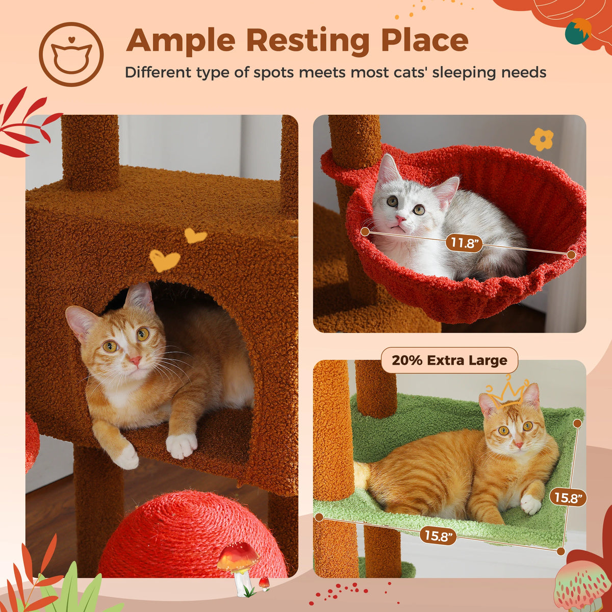 Floor to Ceiling Adjustable Cat Tree Tower with Condo & Scratching Post
