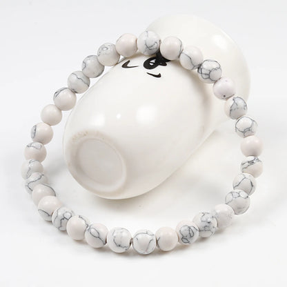 Natural Stone White Howlite Bead Bracelet