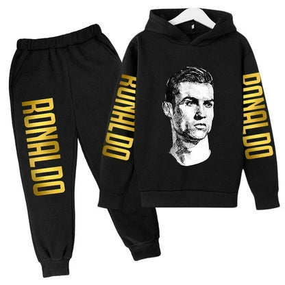 Ronaldo Print Hoodie + Pants Suit Set