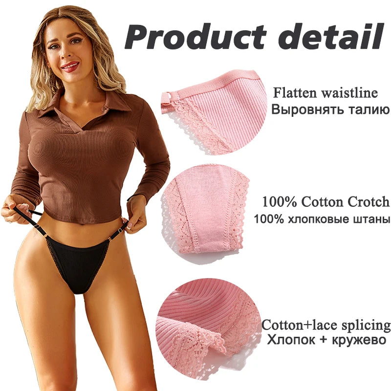 FINETOO 5-Pack Women's Cotton G-String Thongs - Low-Rise Breathable Panties