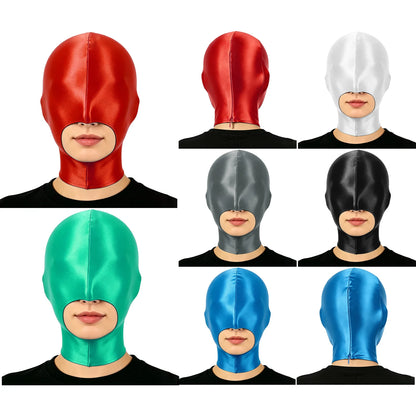 Glossy Full-Head Zippered Balaclava Hood