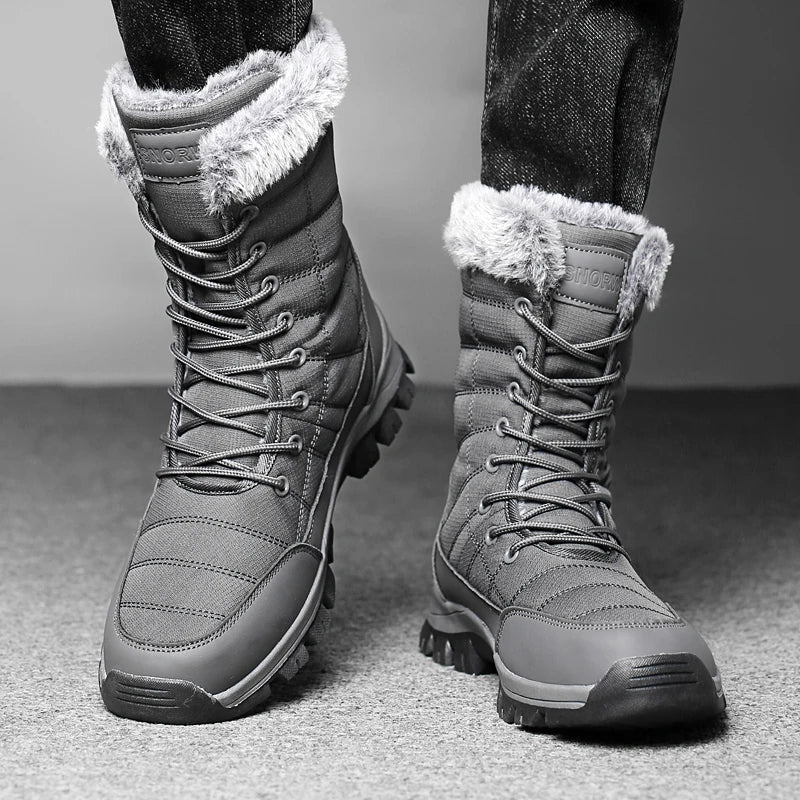 PUAMSS Men's Outdoor Winter Fleece-Lined Canvas Boots