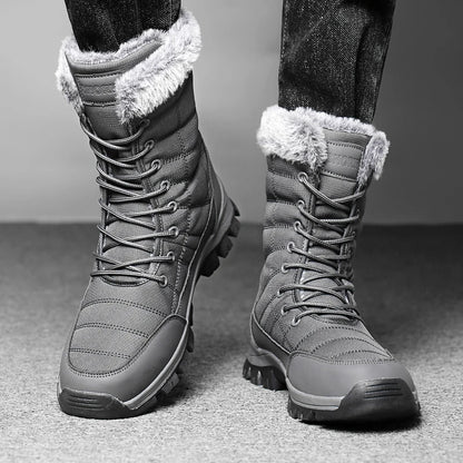 PUAMSS Men's Outdoor Winter Fleece-Lined Canvas Boots