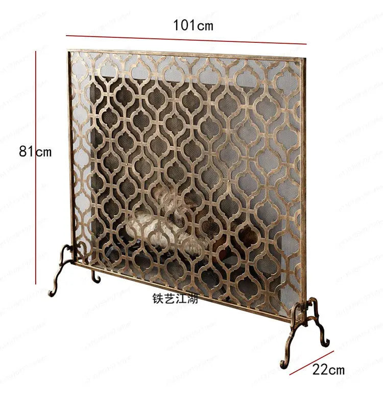 Vintage European Wrought Iron Fireplace Screen & Room Divider