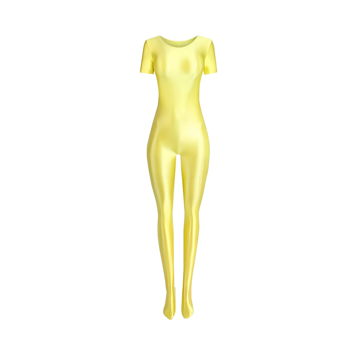 Women's Silky Shine Short-Sleeve Footed Unitard & Dance Catsuit