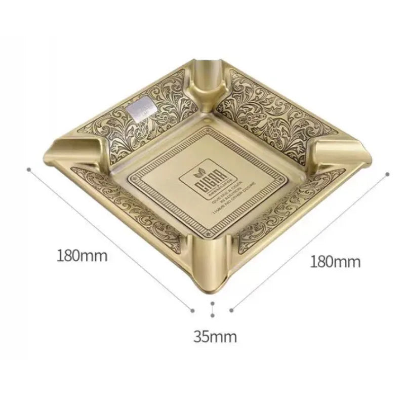 Large Square 4 Slot Copper Ashtray with Engraving