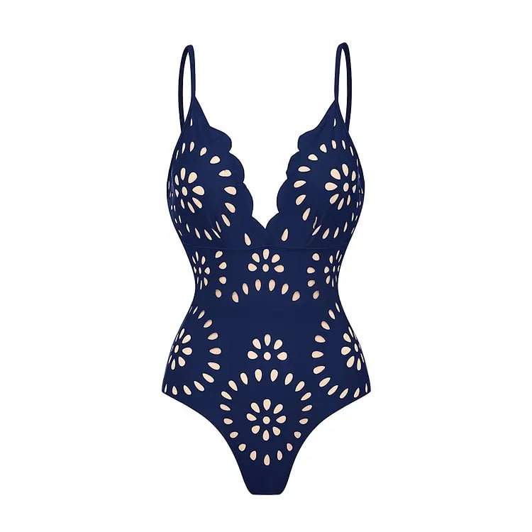 Women's Floral Cutout One-Piece Swimsuit & Skirt Set