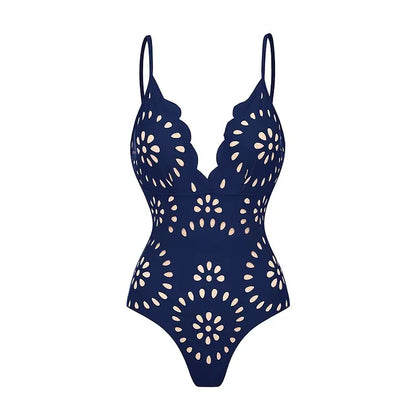Women's Floral Cutout One-Piece Swimsuit & Skirt Set