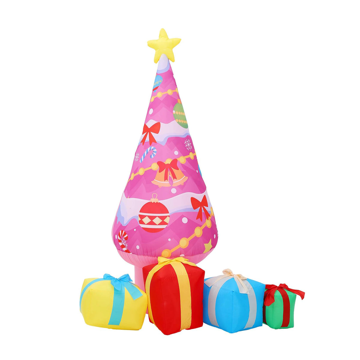 7FT Pink Christmas Tree Inflatable With LED Lights Gift Boxes