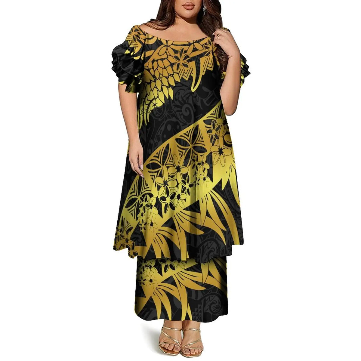 Women’s Plus Size Bohemian Floral Print Maxi Dress – Casual O-Neck Ankle-Length Dress