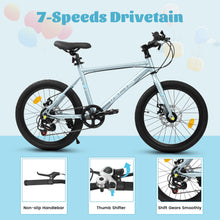 20" Kids 7-Speed Bike with Steel Frame and Dual Disc Brakes