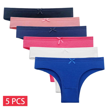 Women's 5-Pack Lace Trim Cotton Seamless Briefs Underwear