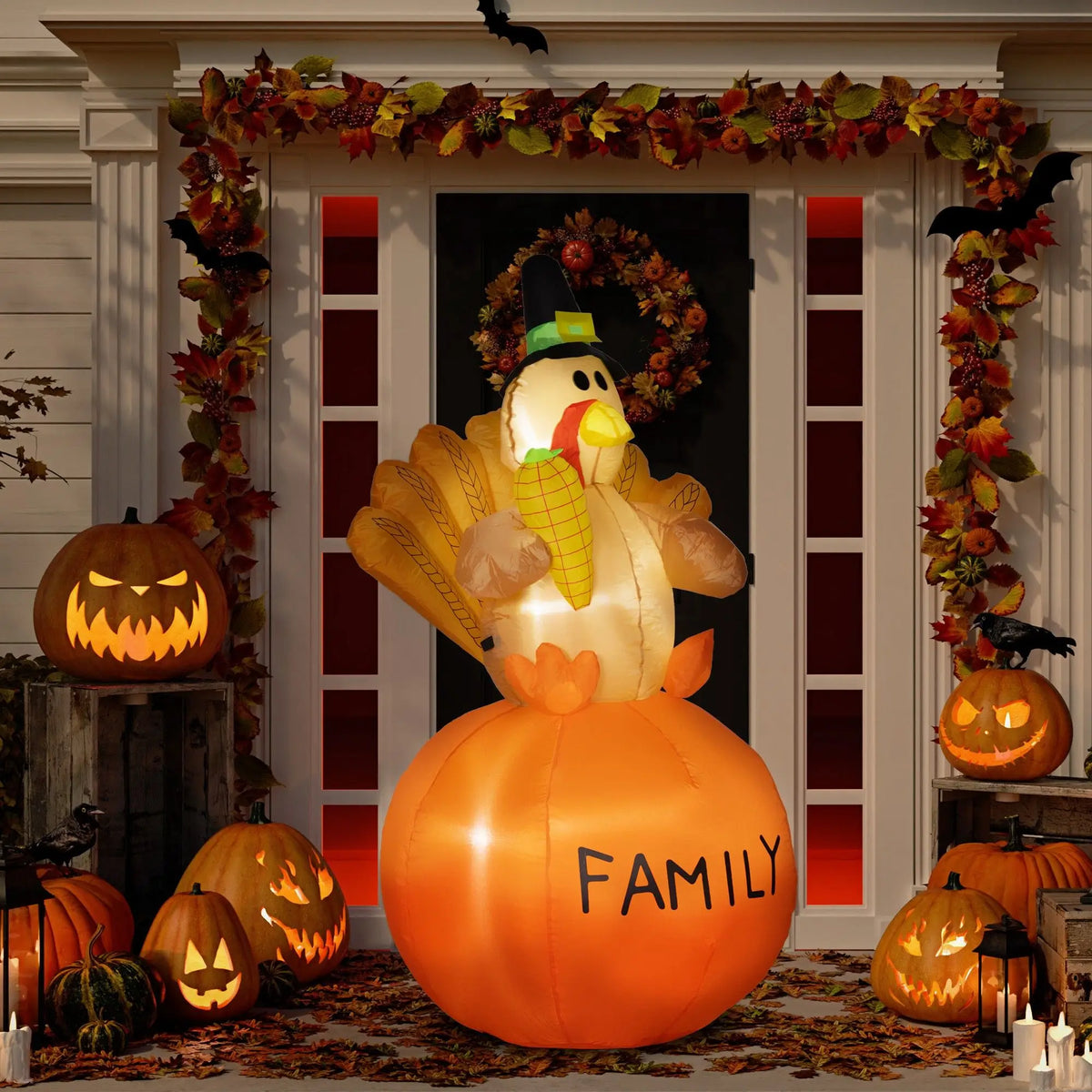 4.9ft Inflatable Thanksgiving Turkey with LED Display