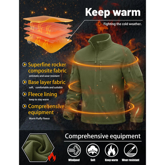 TACVASEN Men's Full-Zip Thermal Fleece Outdoor Jacket