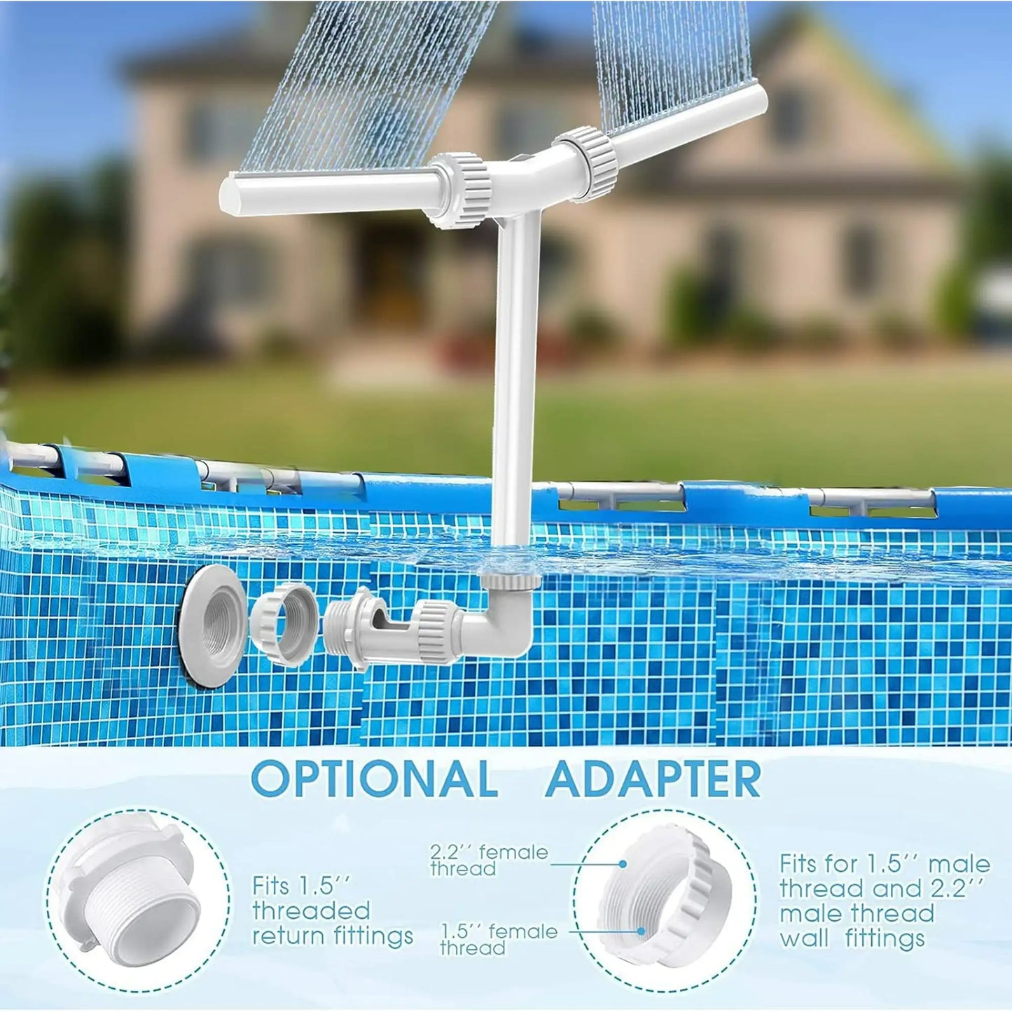 Dual-Nozzle Adjustable Swimming Pool Fountain Sprayer