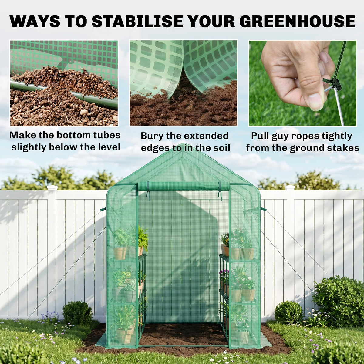 Outsunny 7' x 5' Walk-In Outdoor Garden Greenhouse with Shelves & PE Cover