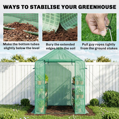 Outsunny 7' x 5' Walk-In Outdoor Garden Greenhouse with Shelves & PE Cover