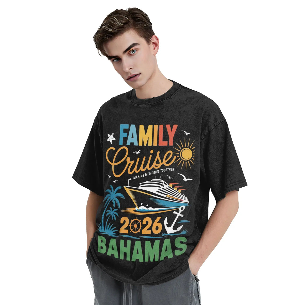 Family Cruise 2026 Washed Vintage Cotton T-Shirt