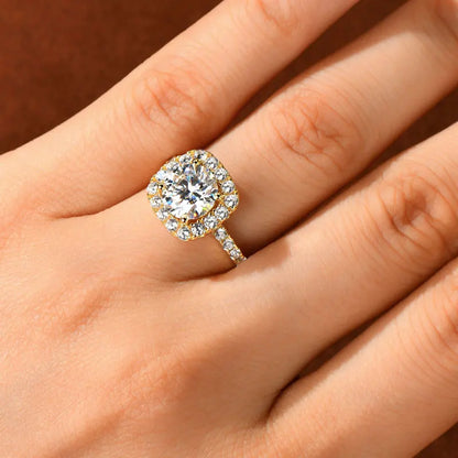 8mm 2ct Moissanite Halo Ring Certified 925 Sterling Silver