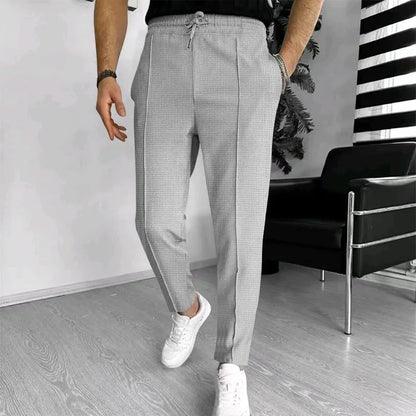 Men's Slim Fit Waffle Knit Athletic Jogger Pants with Pockets
