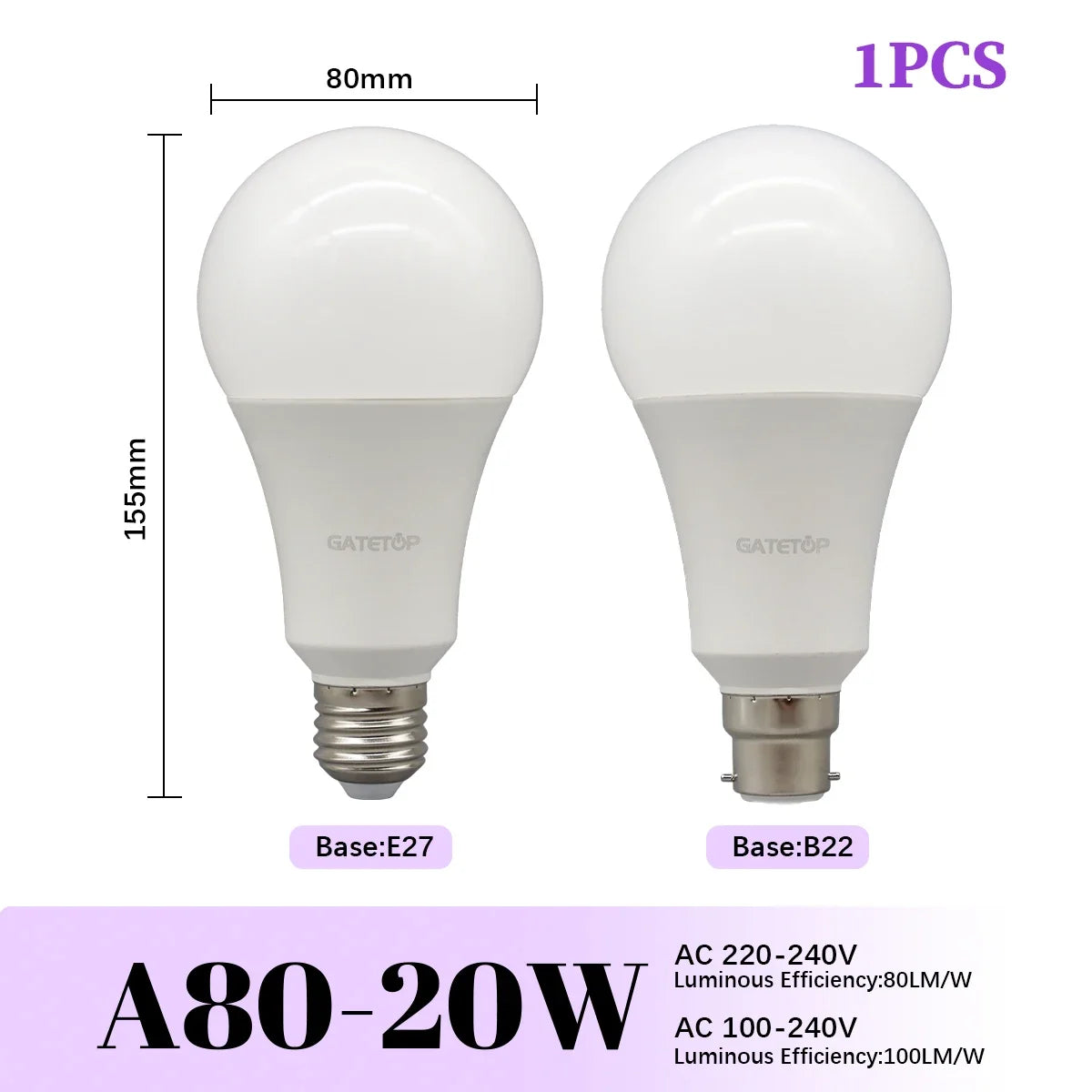 High-Efficiency Energy Saving LED Light Bulbs (E27 / B22 Base)