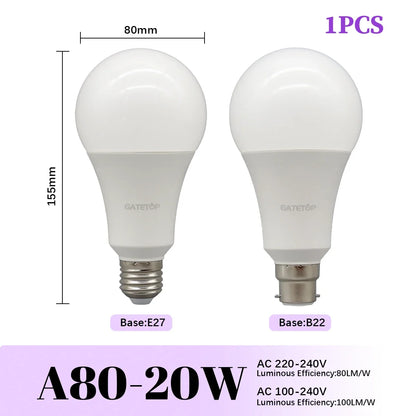 High-Efficiency Energy Saving LED Light Bulbs (E27 / B22 Base)