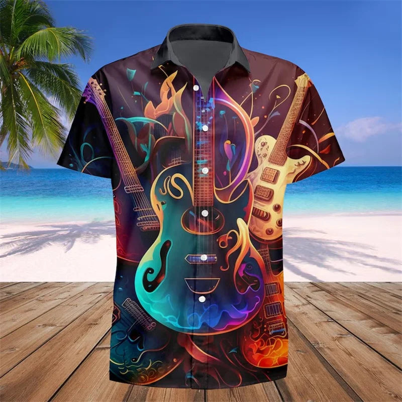 Men's Electric Guitar Graphic Hawaiian Shirt
