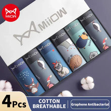 MiiOW 4Pcs Cotton Funny Animal Print Antibacterial Underwear