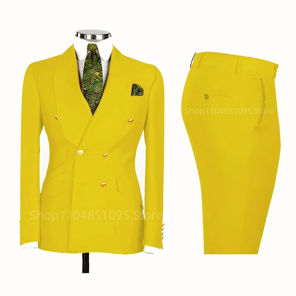 Men's Formal Double-Breasted Business & Wedding Suit Set